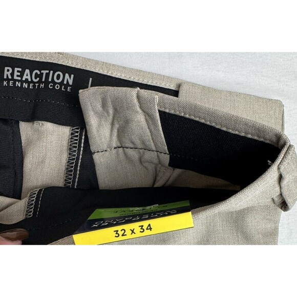 Kenneth Cole Mens 32x34 Pants Chino Slacks Tan Performance Dress Slim Fit New - Picture 7 of 9